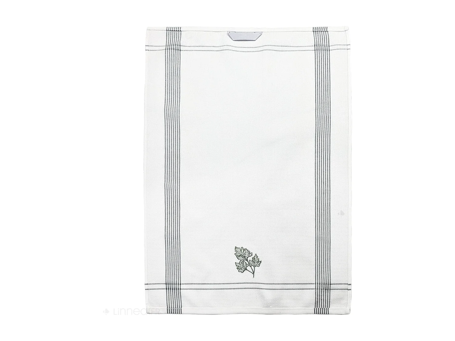 Torchon de cuisine 50x70 cm WAFFLE BRODÉ coton vert broderie persil