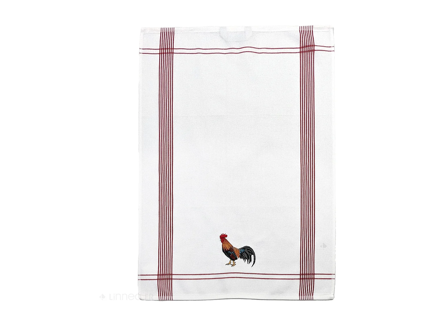 Torchon de cuisine 50x70 cm WAFFLE BRODÉ coton rouge broderie coq