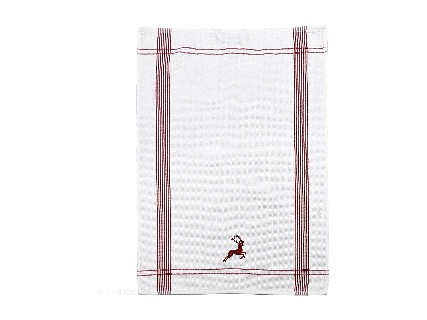 Torchon de cuisine 50x70 cm WAFFLE BRODÉ coton rouge broderie cerf