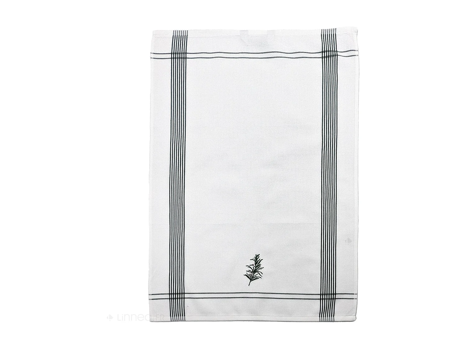 Torchon de cuisine 50x70 cm WAFFLE BRODÉ coton vert broderie romarin