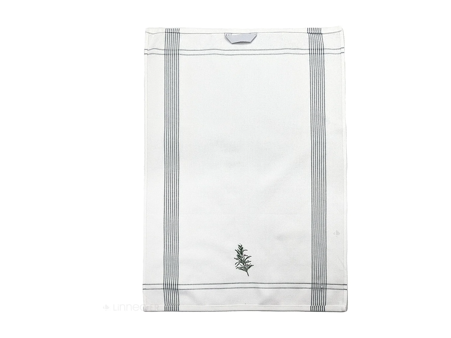 Torchon de cuisine 50x70 cm WAFFLE BRODÉ coton vert broderie romarin