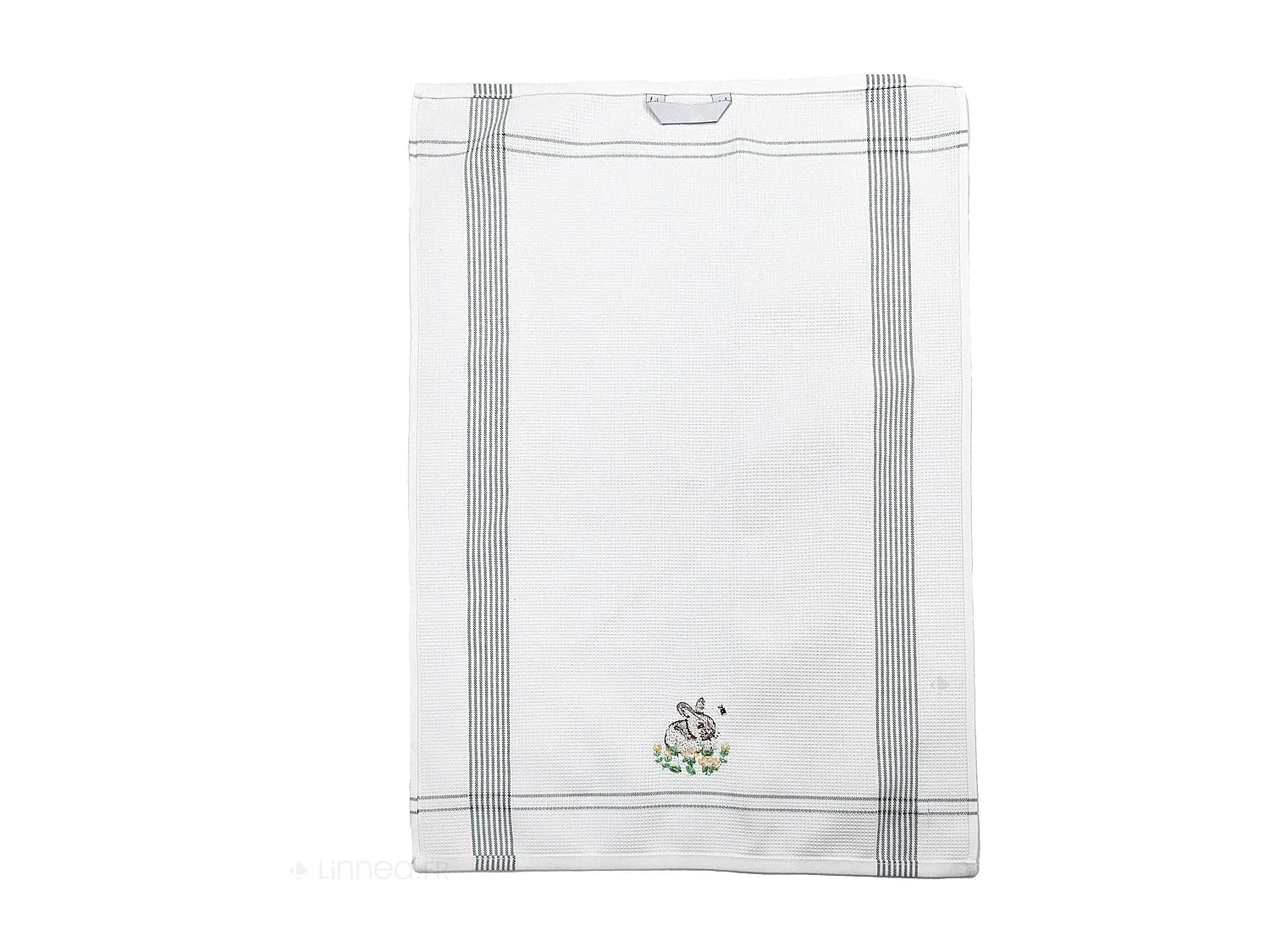 Torchon de cuisine 50x70 cm WAFFLE BRODÉ coton vert broderie lapin