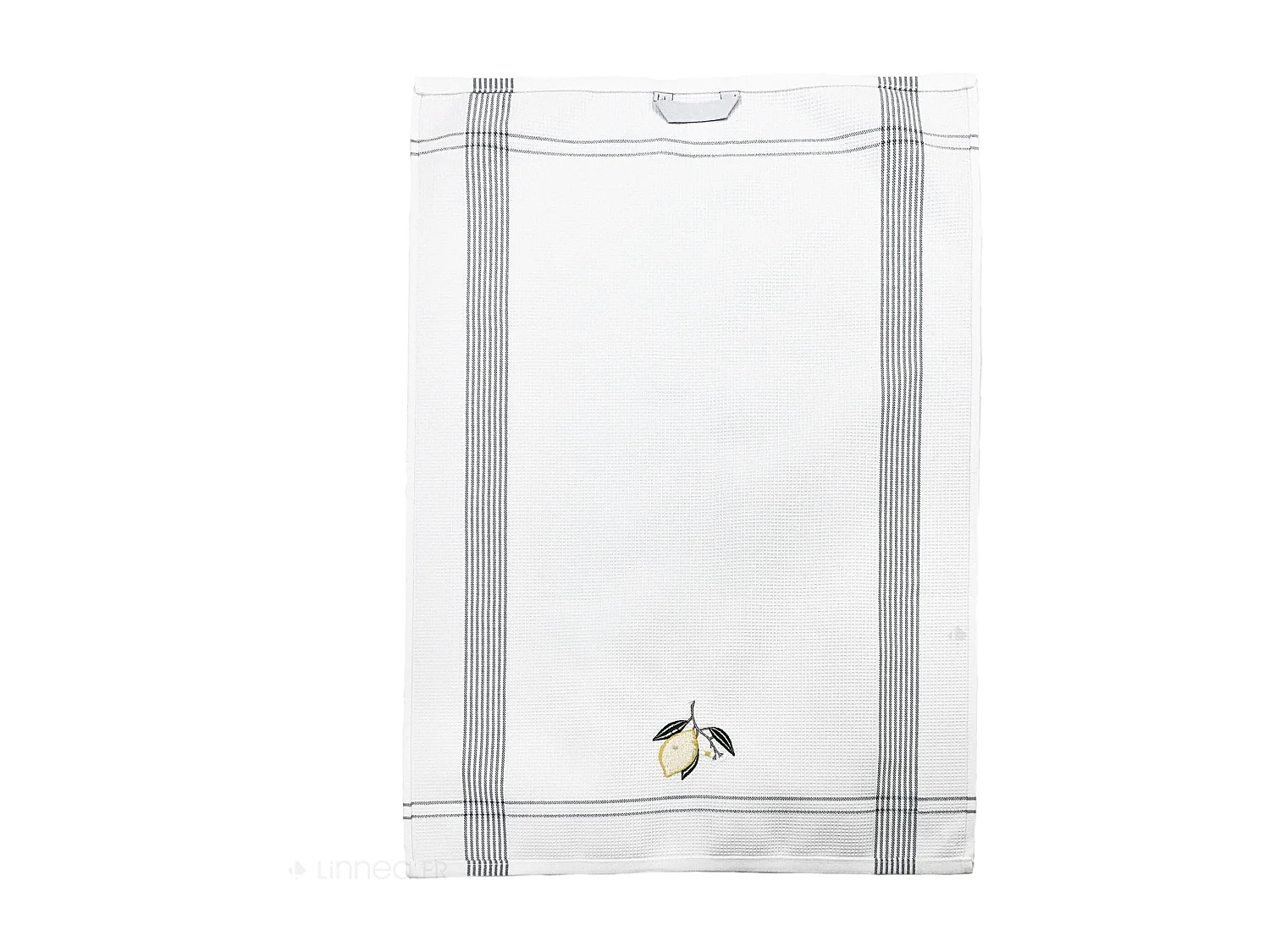 Torchon de cuisine 50x70 cm WAFFLE BRODÉ coton vert broderie citron