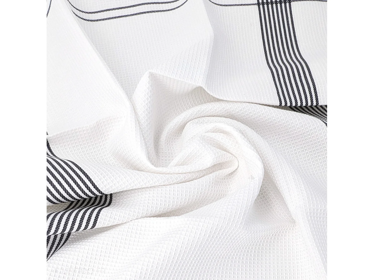 Torchon de cuisine 50x70 cm WAFFLE BRODÉ coton gris broderie zèbres