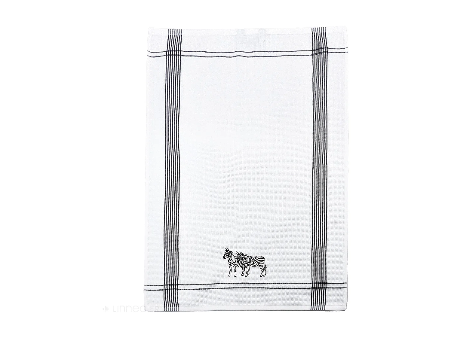 Torchon de cuisine 50x70 cm WAFFLE BRODÉ coton gris broderie zèbres