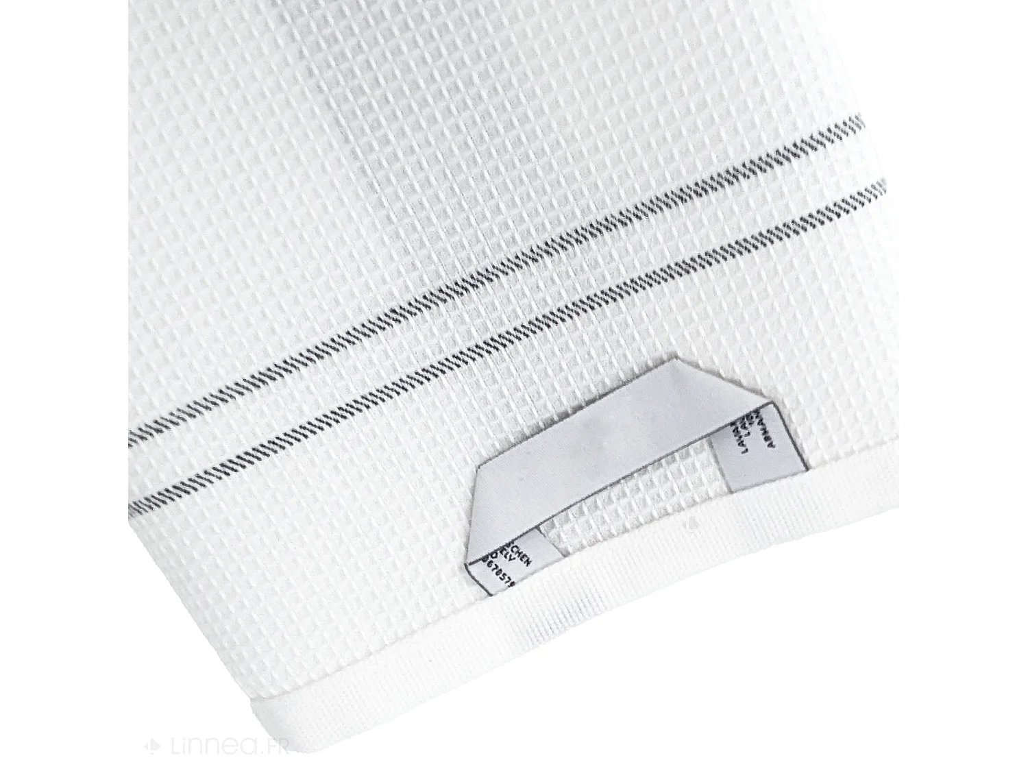 Torchon de cuisine 50x70 cm WAFFLE BRODÉ coton gris broderie zèbres