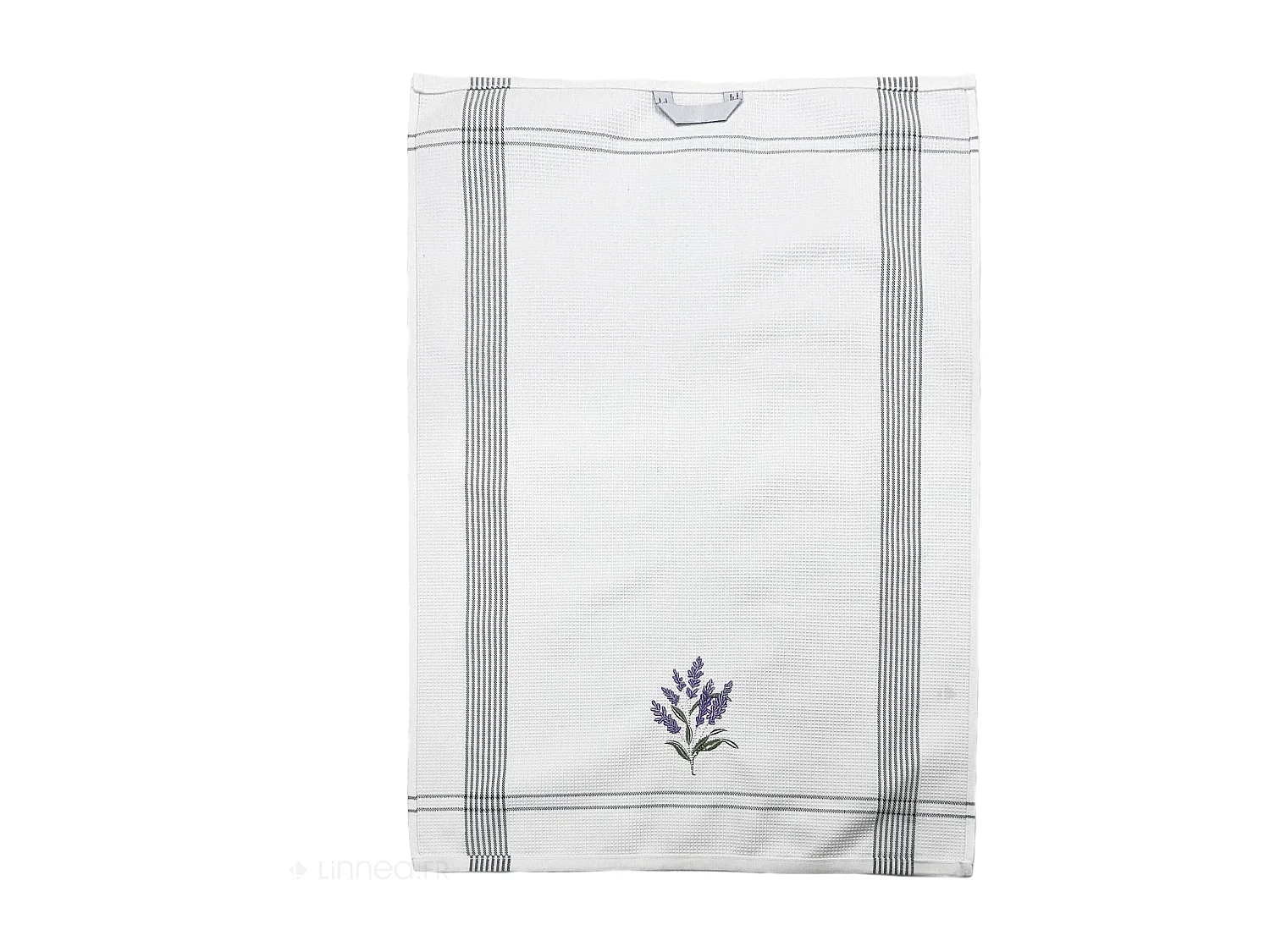 Torchon de cuisine 50x70 cm WAFFLE BRODÉ coton vert broderie lavande