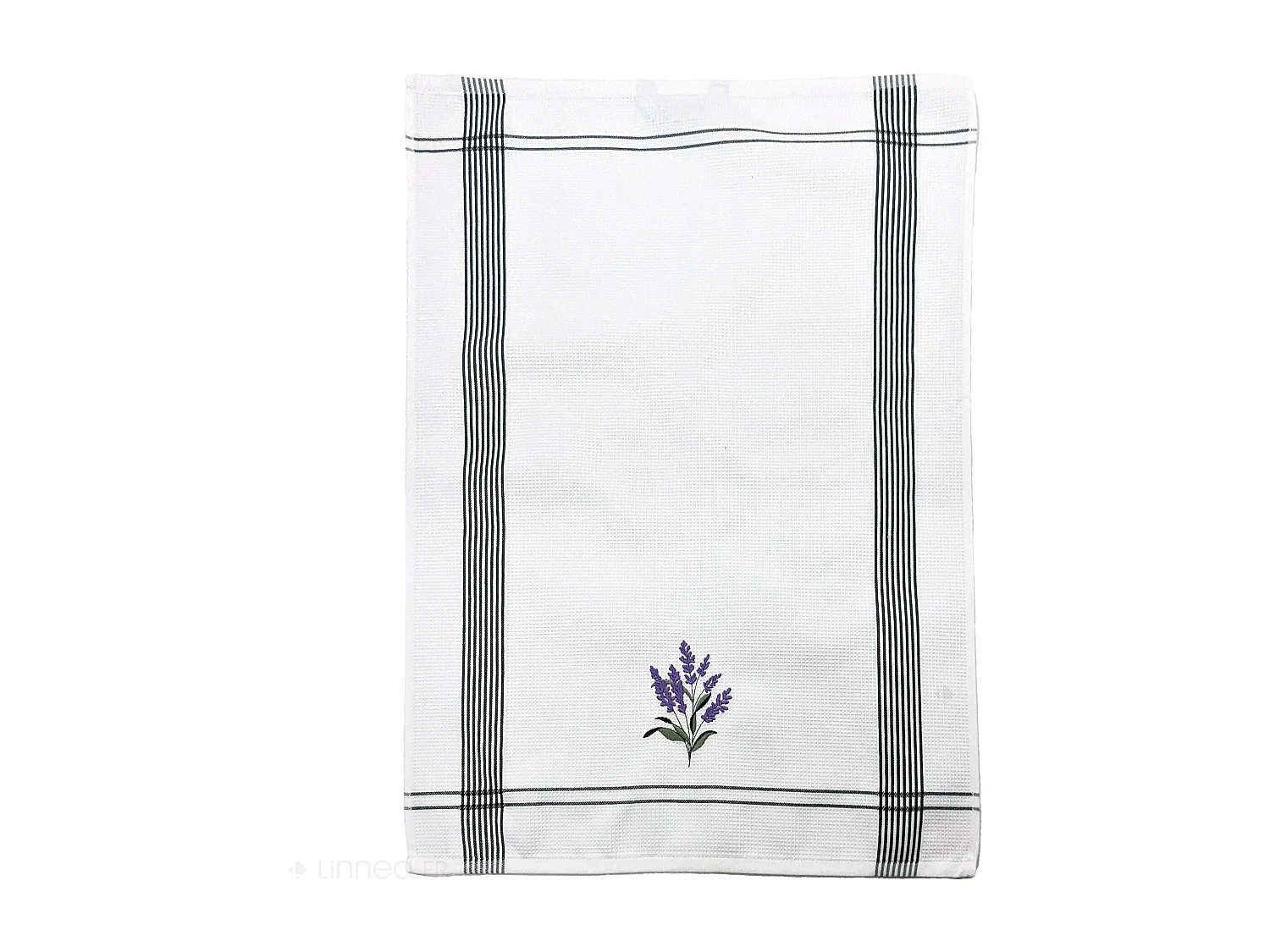 Torchon de cuisine 50x70 cm WAFFLE BRODÉ coton vert broderie lavande