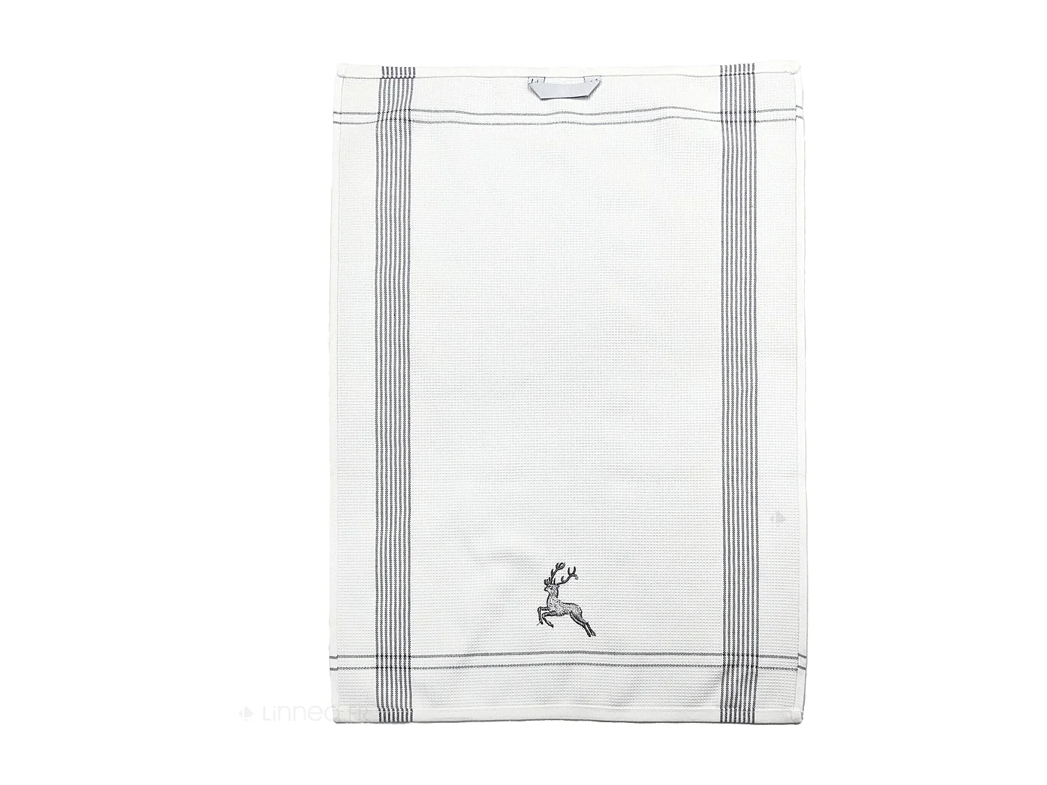 Torchon de cuisine 50x70 cm WAFFLE BRODÉ coton gris broderie cerf