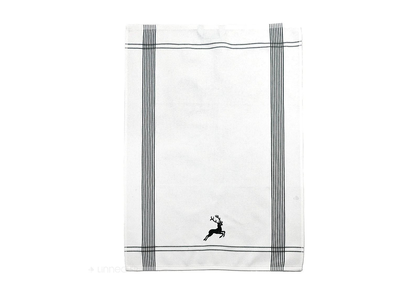 Torchon de cuisine 50x70 cm WAFFLE BRODÉ coton vert broderie cerf