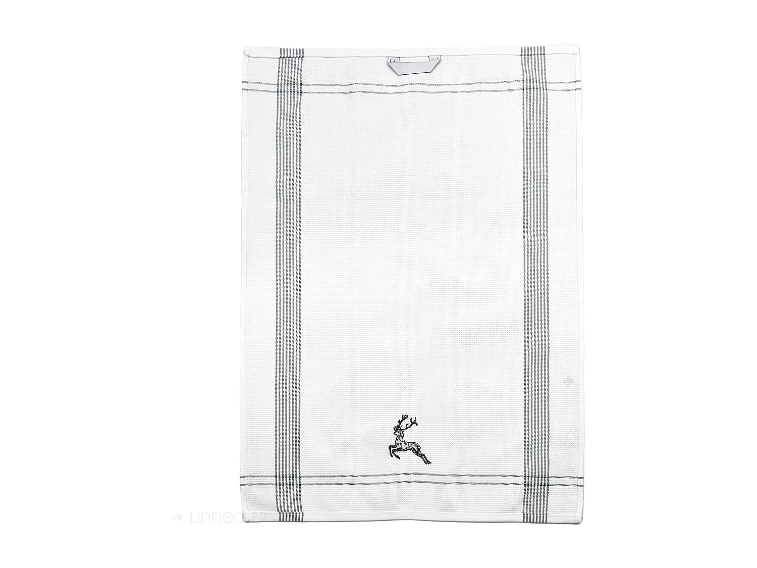 Torchon de cuisine 50x70 cm WAFFLE BRODÉ coton vert broderie cerf