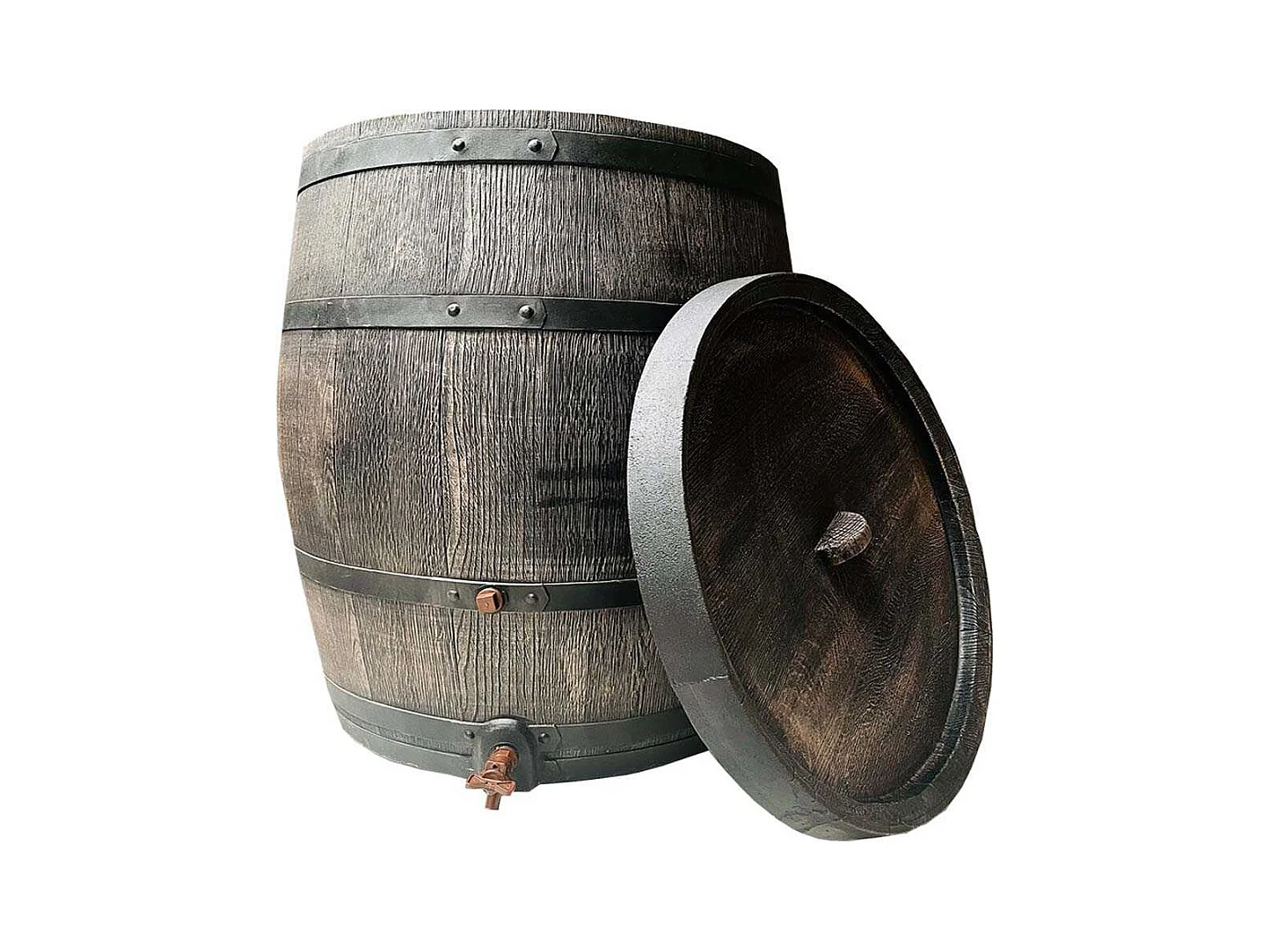 Récupérateur d'eau de pluie en polyéthylène avec robinet chromé Barrel 140 litres
