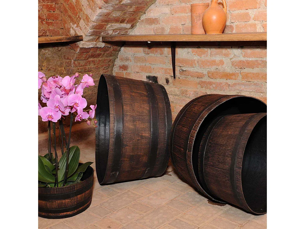 Jardinière ronde en polyéthylène imitation tonneau Mambo 67 x 32.5 cm