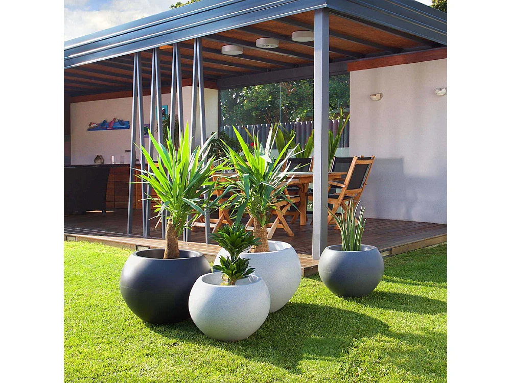 Jardinière ronde en polyéthylène granit Swing 63 x 40 cm