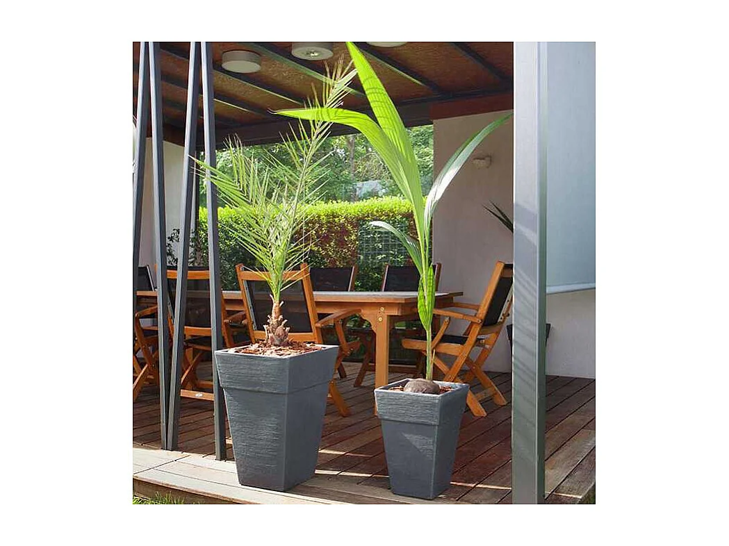 Jardinière en polyéthylène marron Quadro 29 x 29 x 43 cm