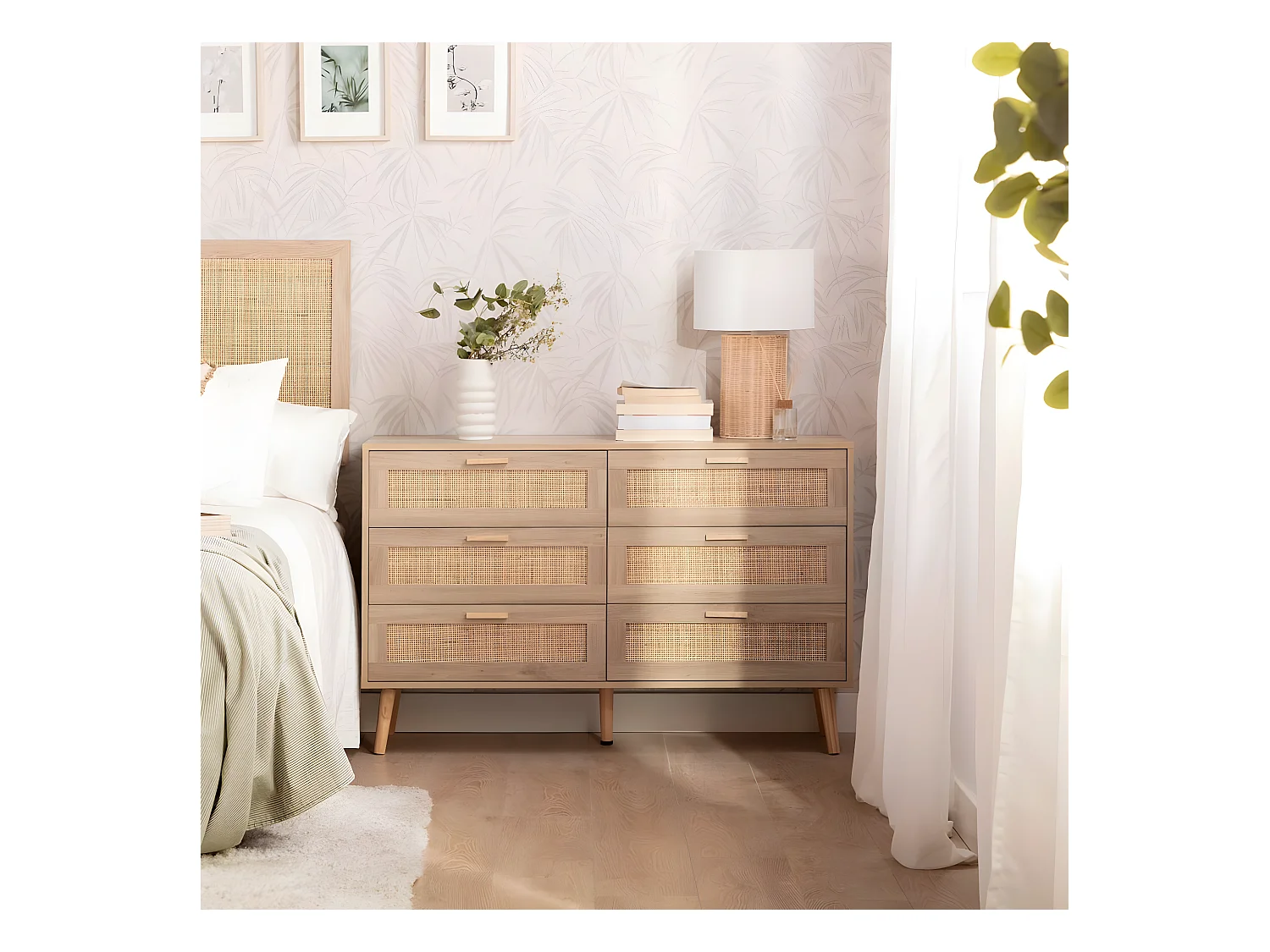 Cómoda doble de Fibra natural Natural 77 x 120- Tahiti