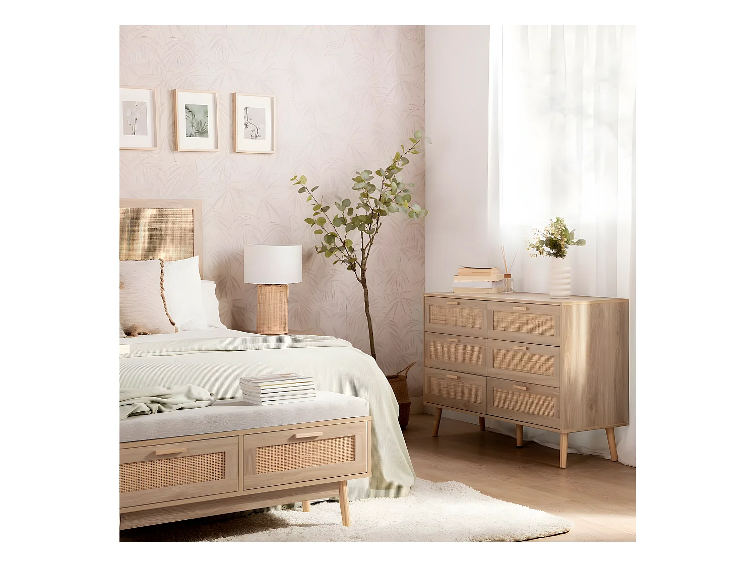 Cómoda doble de Fibra natural Natural 77 x 120- Tahiti