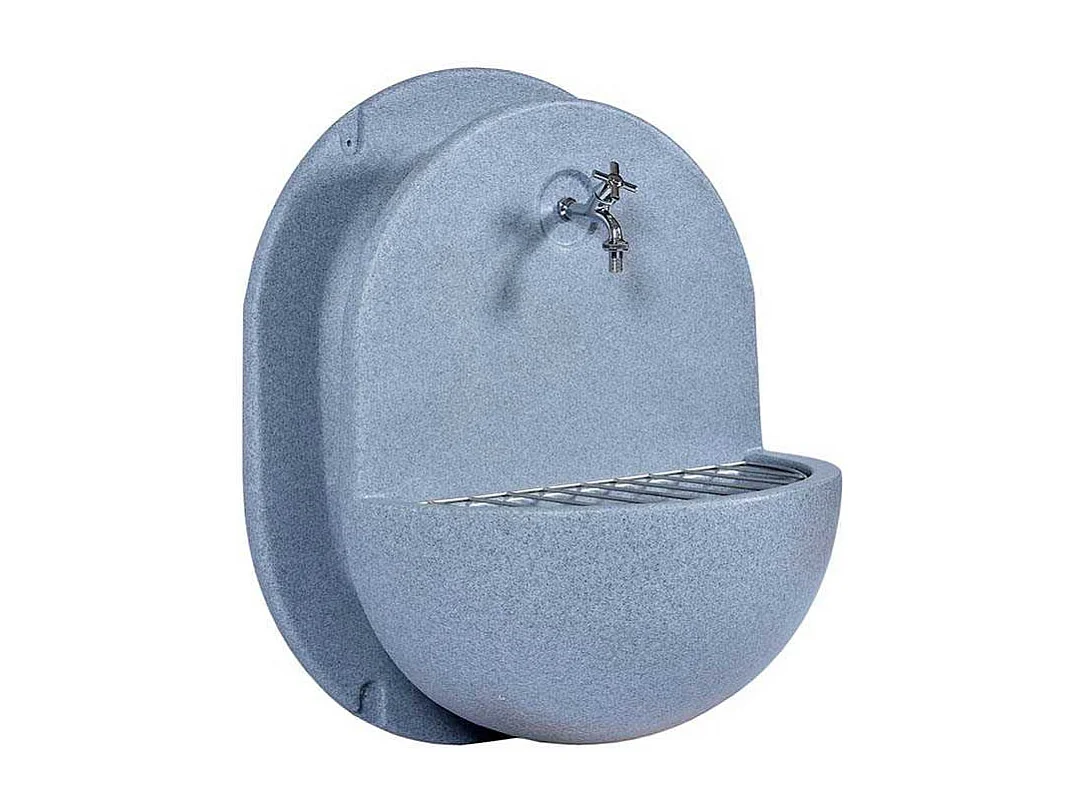 Evier extérieur en polyéthylène avec porte tuyau d'arrosage intégré Mars Sans équipement