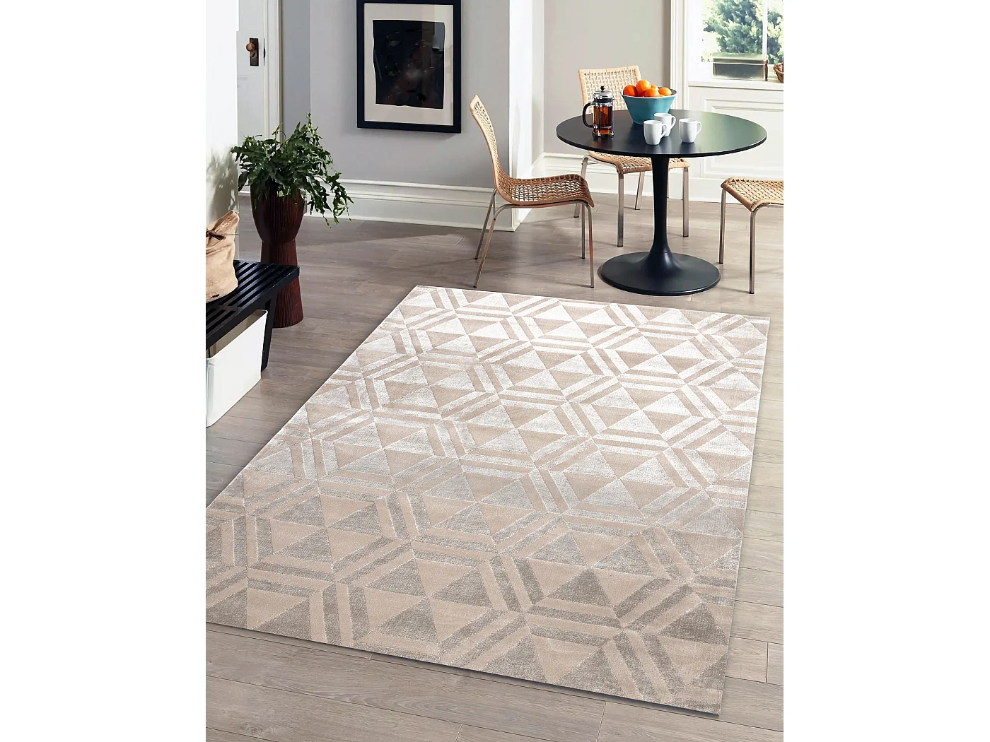Dywan PEARL 51323C beż - Geometryczny, ekskluzywny, strukturalny  230x330 cm