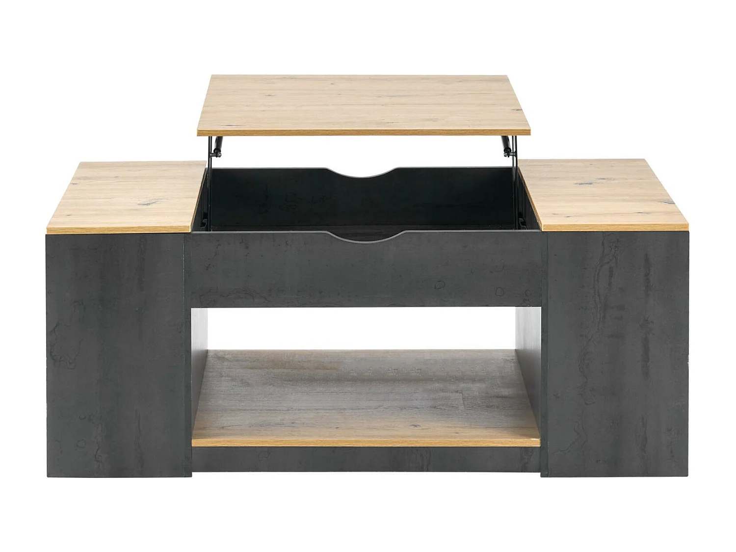 Hefbare MDF salontafel - met opbergruimte onder de tafel - grijs