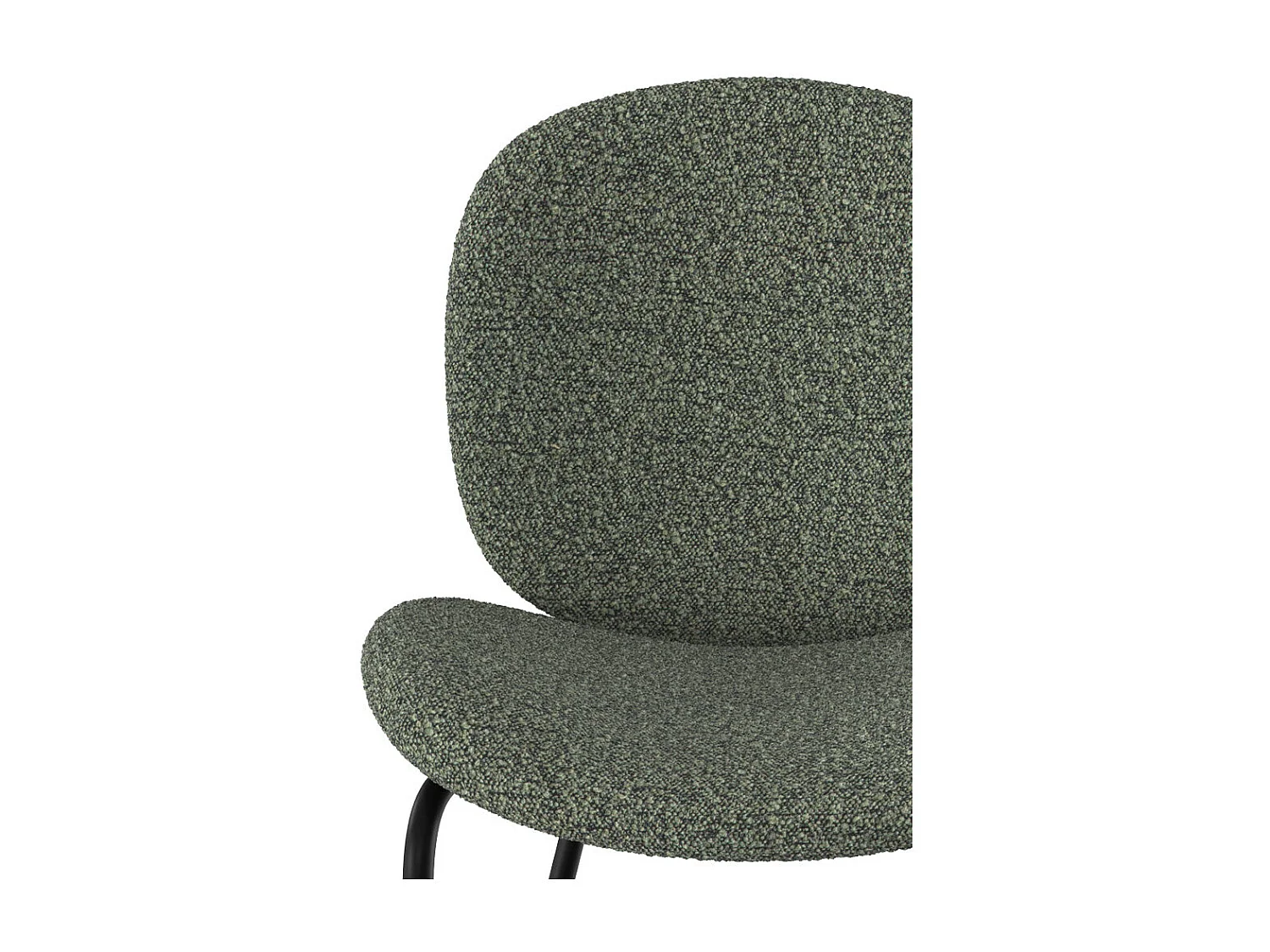 Lot de 2 chaises en tissu bouclé vert et pieds en métal noir - Iris
