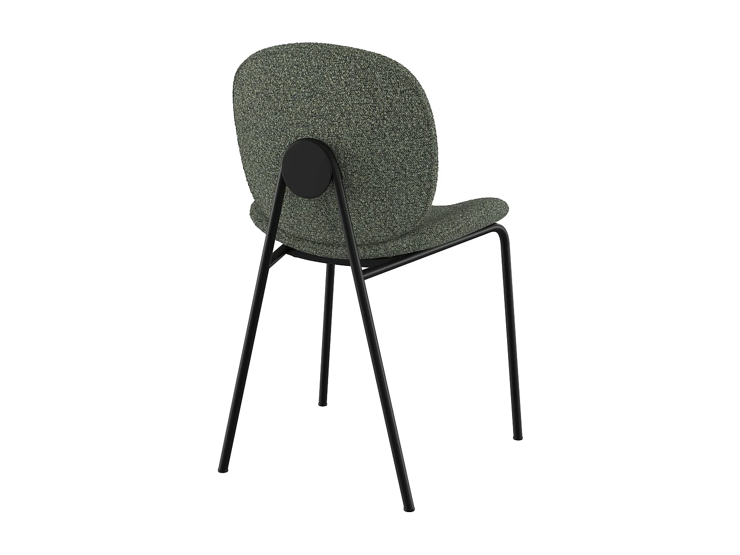 Lot de 2 chaises en tissu bouclé vert et pieds en métal noir - Iris