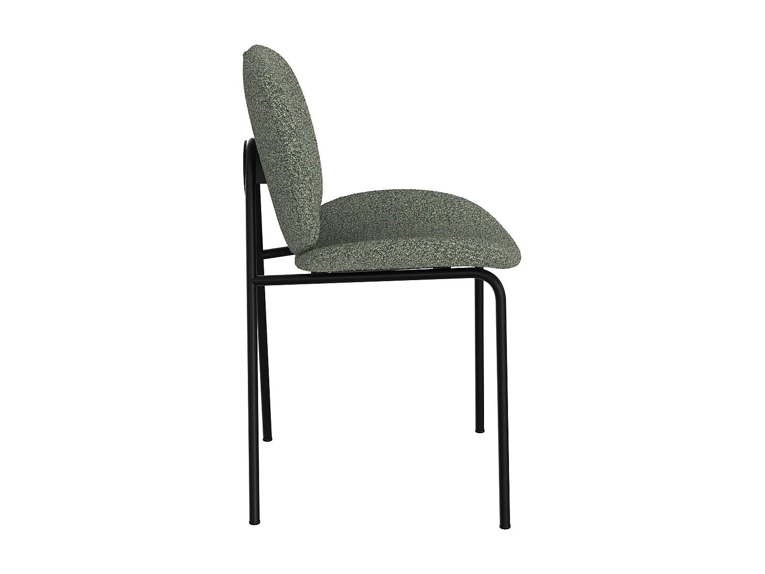 Set de 2 sillas en tejido bouclé verde y patas de metal negro - Iris