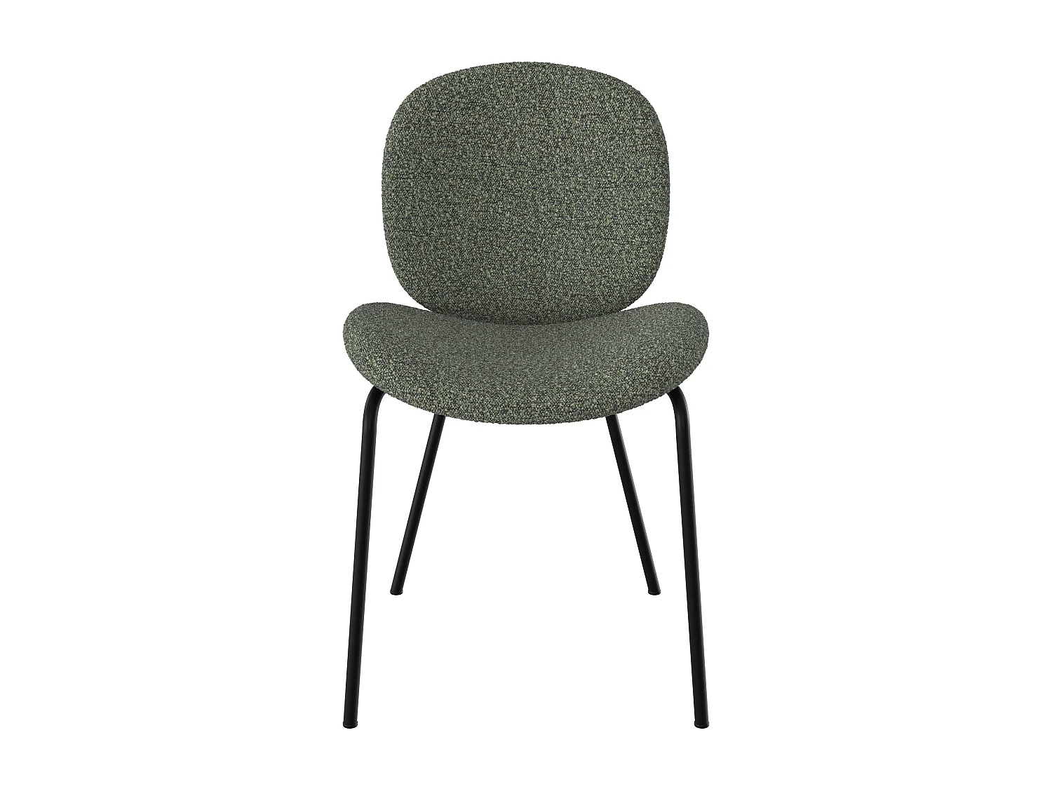 Set di 2 sedie in tessuto bouclé verde con gambe in metallo nero - Iris