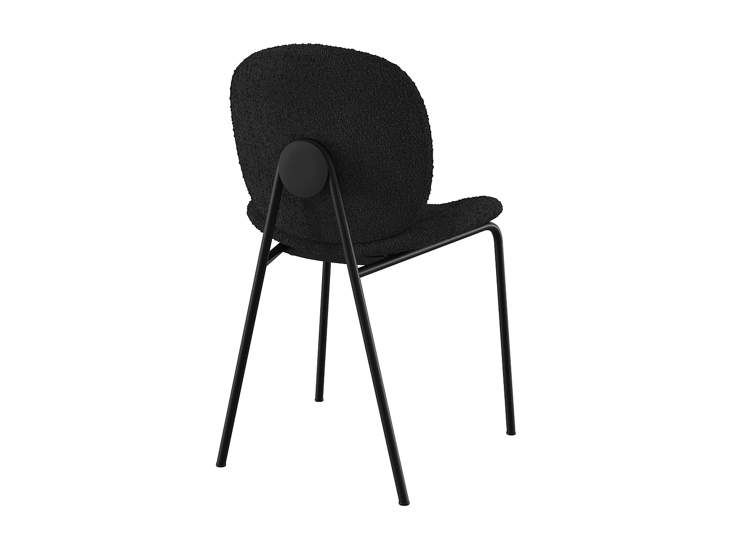 Lot de 2 chaises en tissu bouclé noir et pieds en métal noir - Iris
