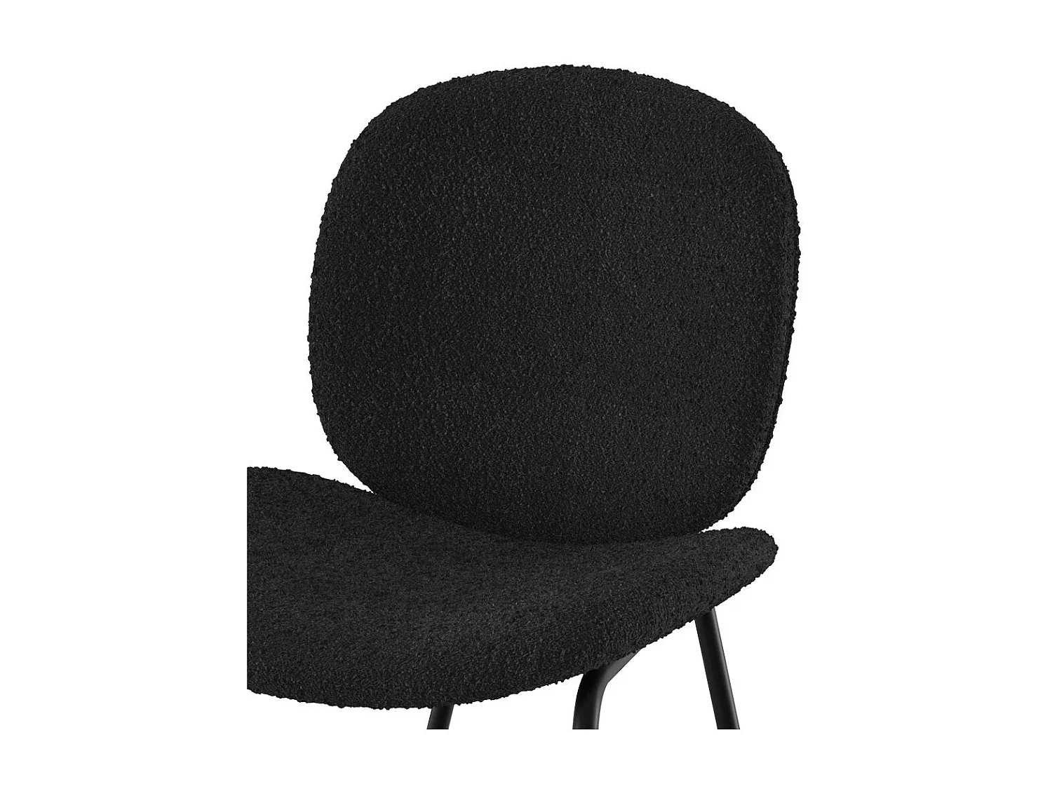 Lot de 2 chaises en tissu bouclé noir et pieds en métal noir - Iris