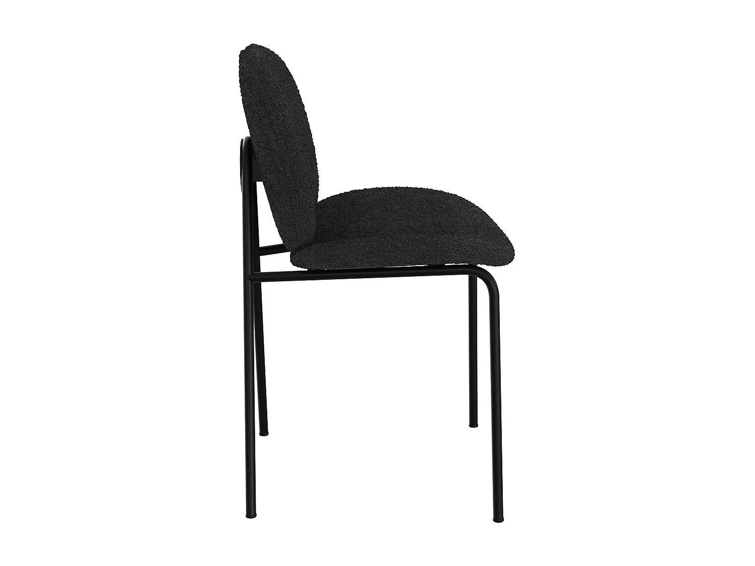 Lot de 2 chaises en tissu bouclé noir et pieds en métal noir - Iris