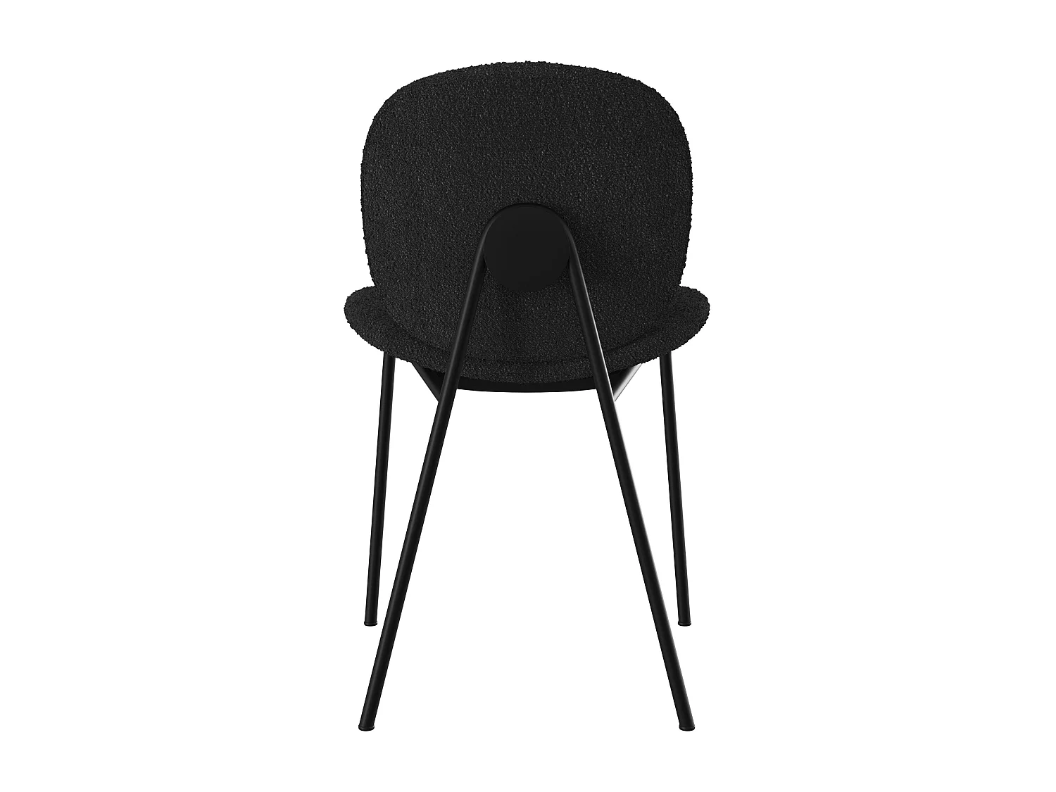 Lot de 2 chaises en tissu bouclé noir et pieds en métal noir - Iris