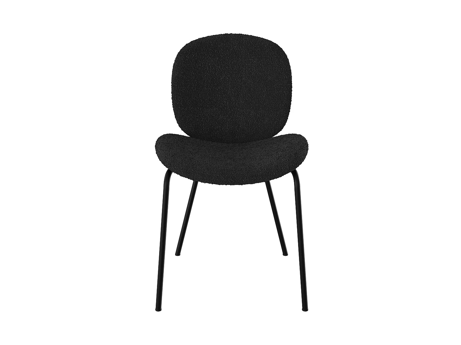 Lot de 2 chaises en tissu bouclé noir et pieds en métal noir - Iris