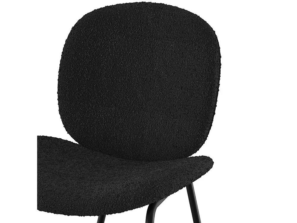 Lot de 2 chaises en tissu bouclé noir et pieds en métal noir - Iris