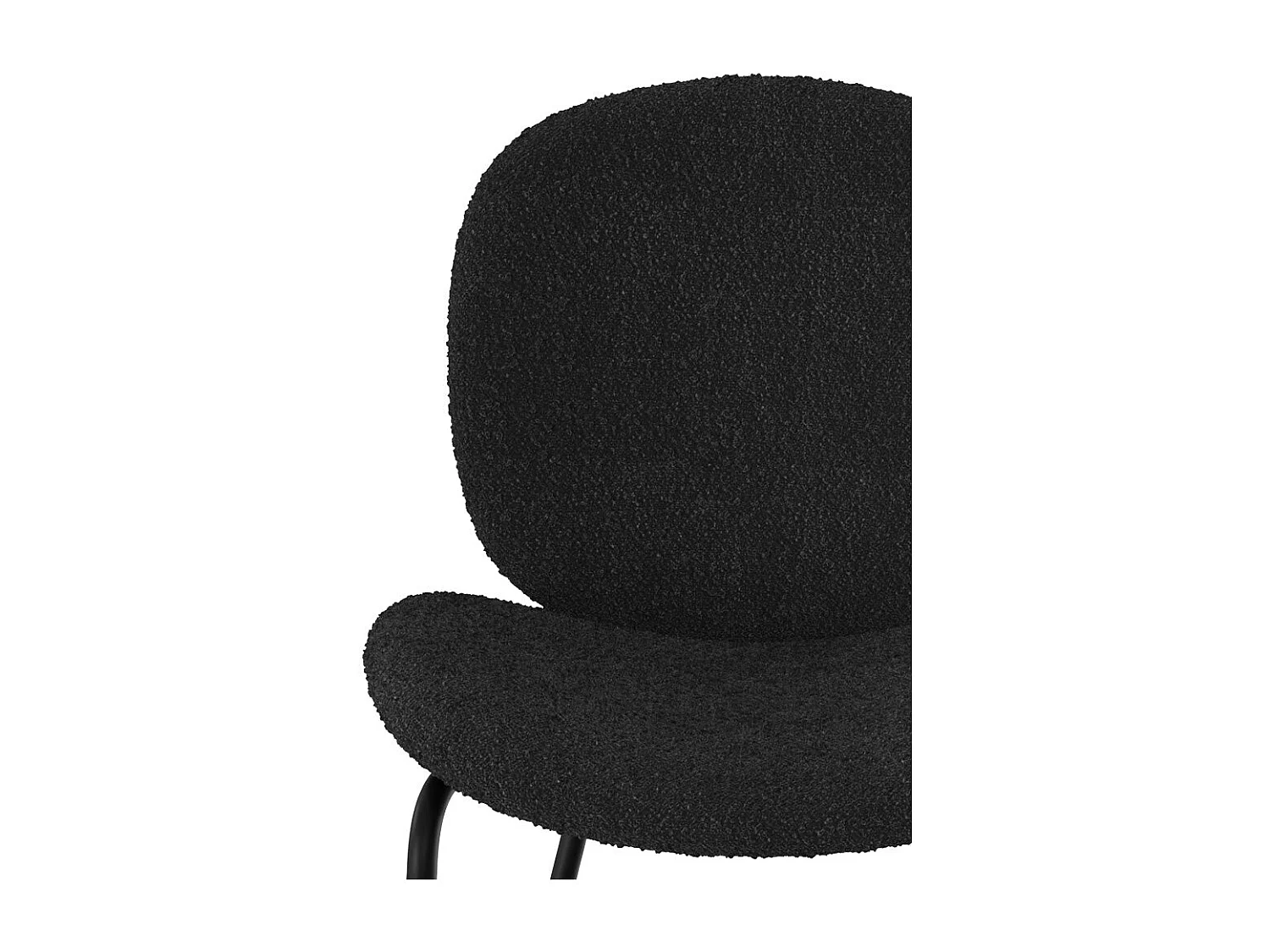 Lot de 2 chaises en tissu bouclé noir et pieds en métal noir - Iris