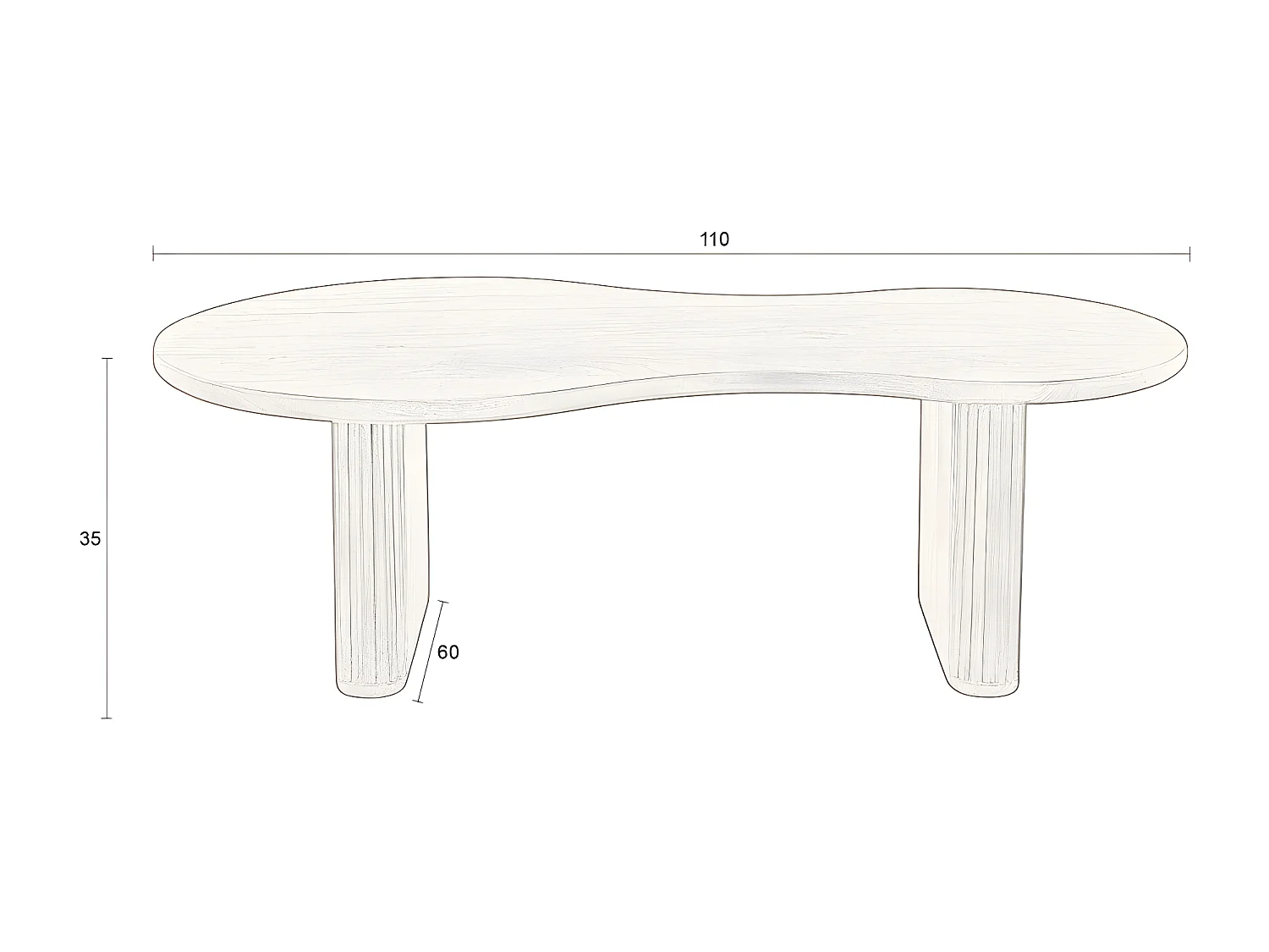 Tilon - Table basse organique en bois 110x60cm - Bois foncé