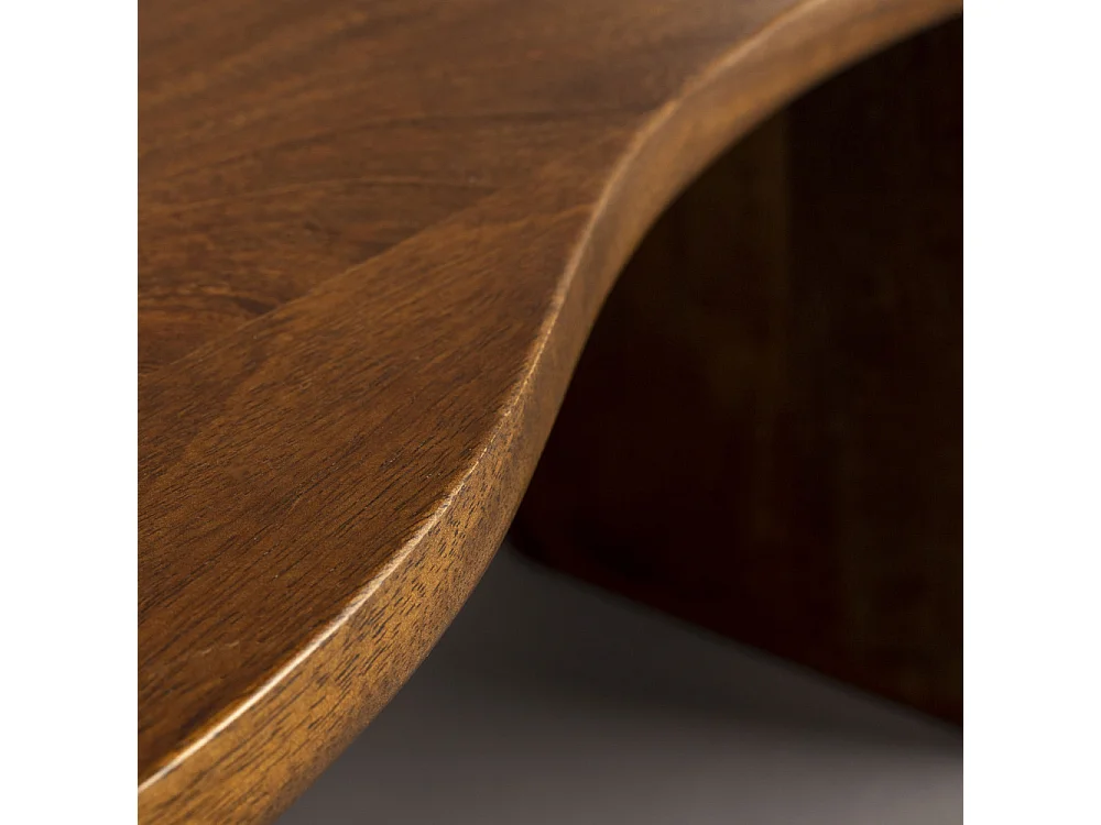 Tilon - Table basse organique en bois 110x60cm - Bois foncé