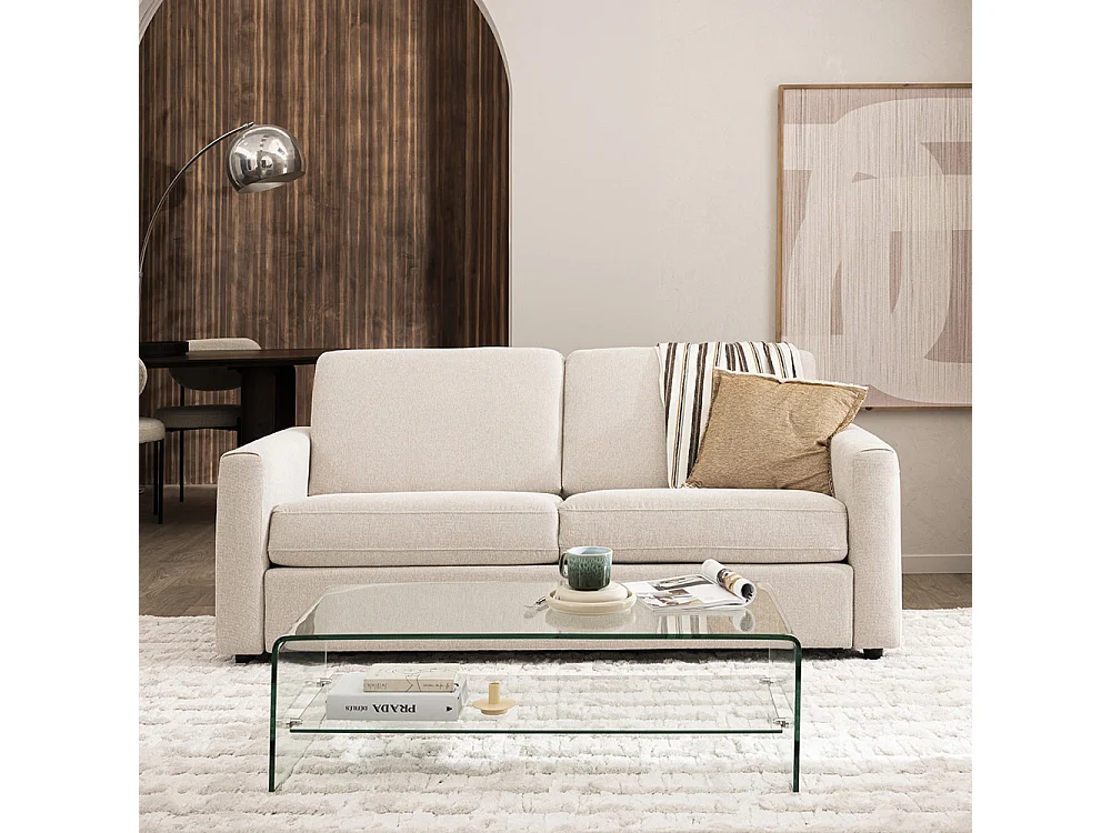 Nido - Table basse double plateau en verre L110cm - Transparent