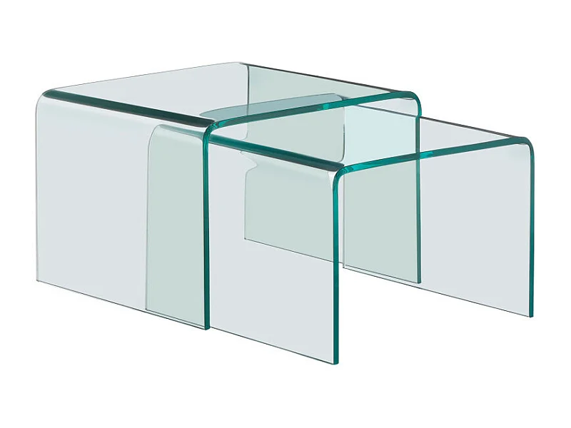 Nido - Lot de 2 tables basses gigognes en verre - Transparent