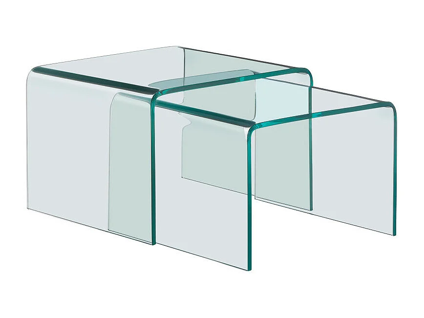 Nido - Lot de 2 tables basses gigognes en verre - Transparent