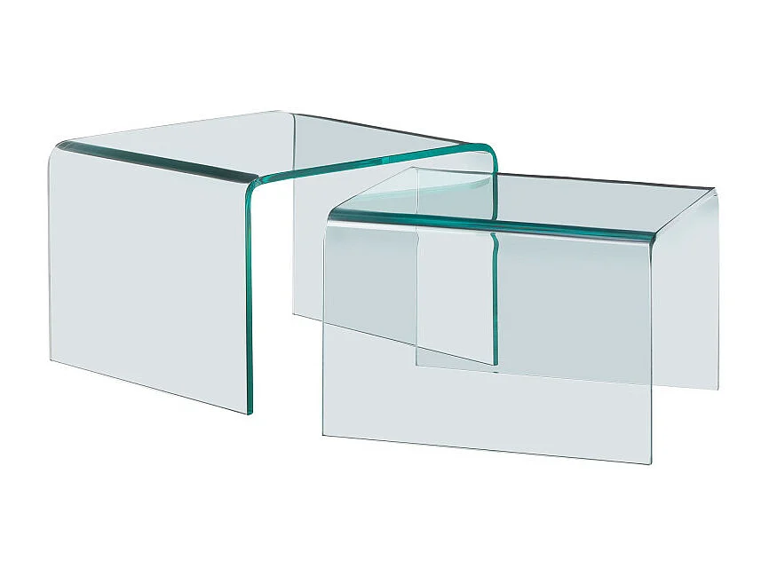 Nido - Lot de 2 tables basses gigognes en verre - Transparent