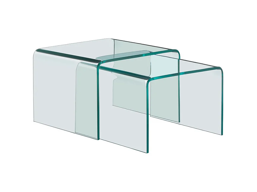 Nido - Lot de 2 tables basses gigognes en verre - Transparent