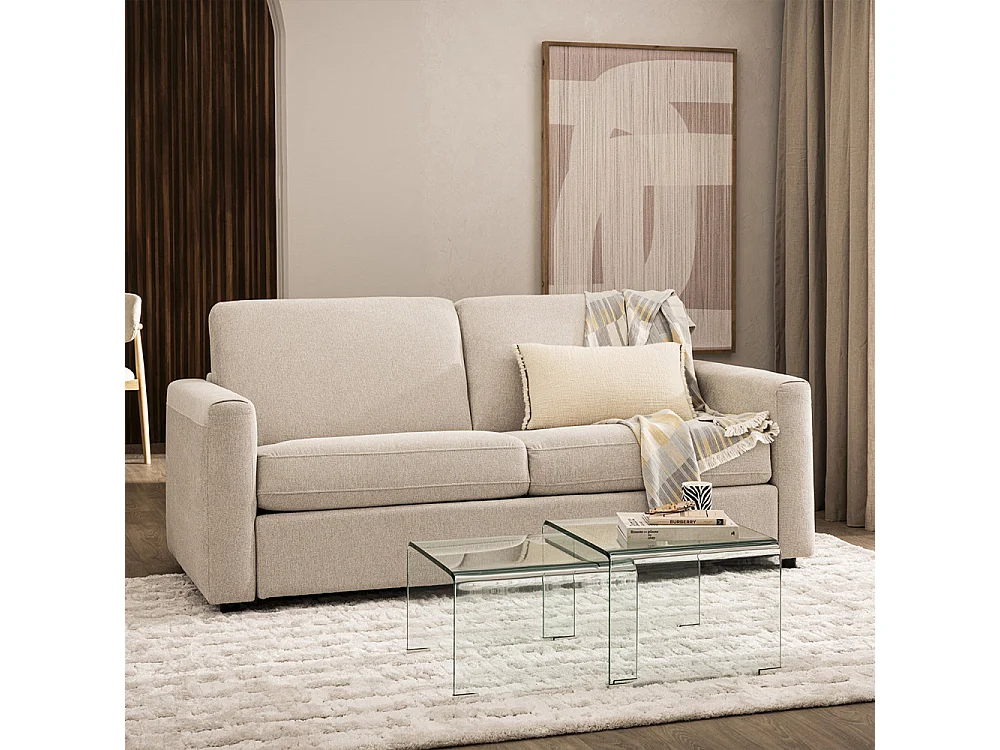 Nido - Lot de 2 tables basses gigognes en verre - Transparent