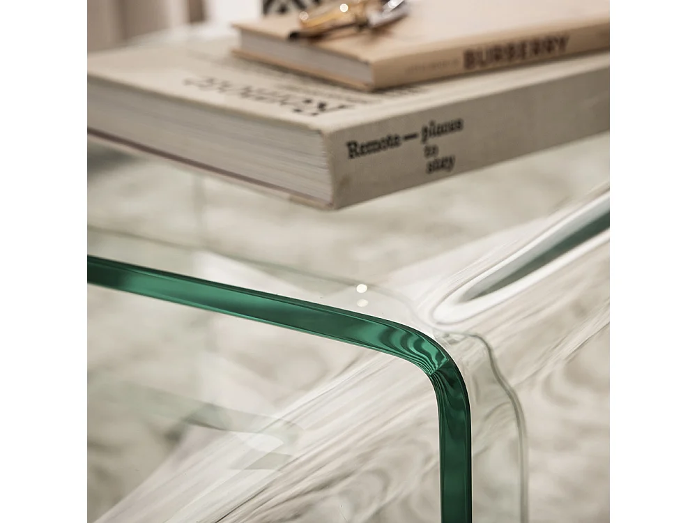 Nido - Lot de 2 tables basses gigognes en verre - Transparent