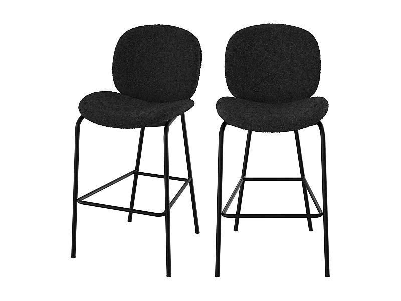 Set di 2 sedie da bar in tessuto bouclé nero 65,5 cm - Iris