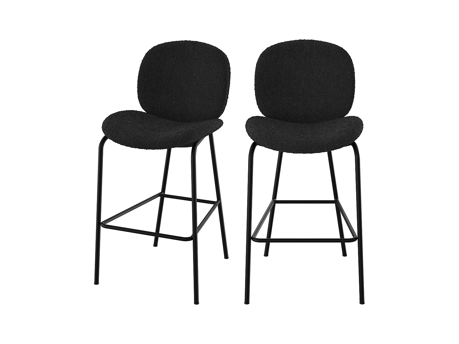 Set de 2 sillas para isla central en tejido bouclé negro 65,5 cm - Iris