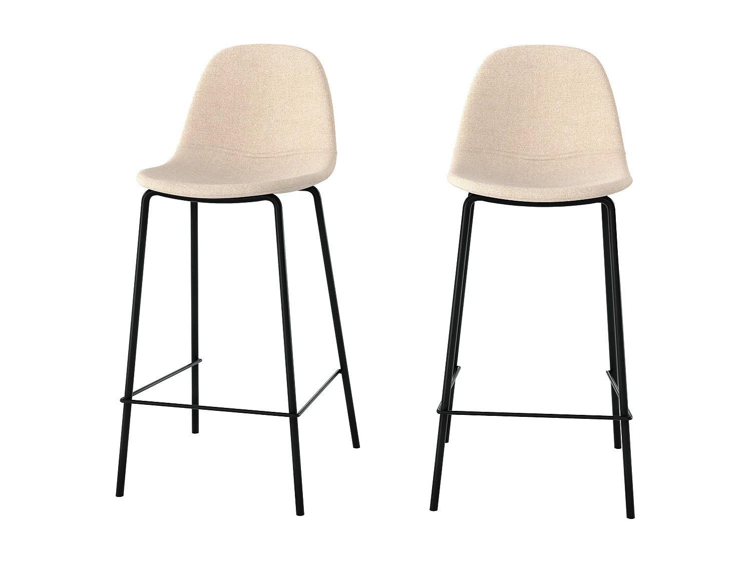 Lot de 2 chaises pour îlot central en tissu beige 65,5 cm - Henrik