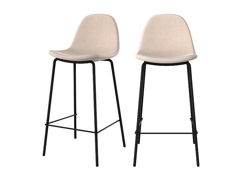 Set de 2 sillas para isla central en tela beige 65 cm - Henrik