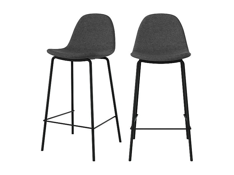 Lot de 2 chaises pour îlot central en tissu gris foncé 65,5 cm - Henrik