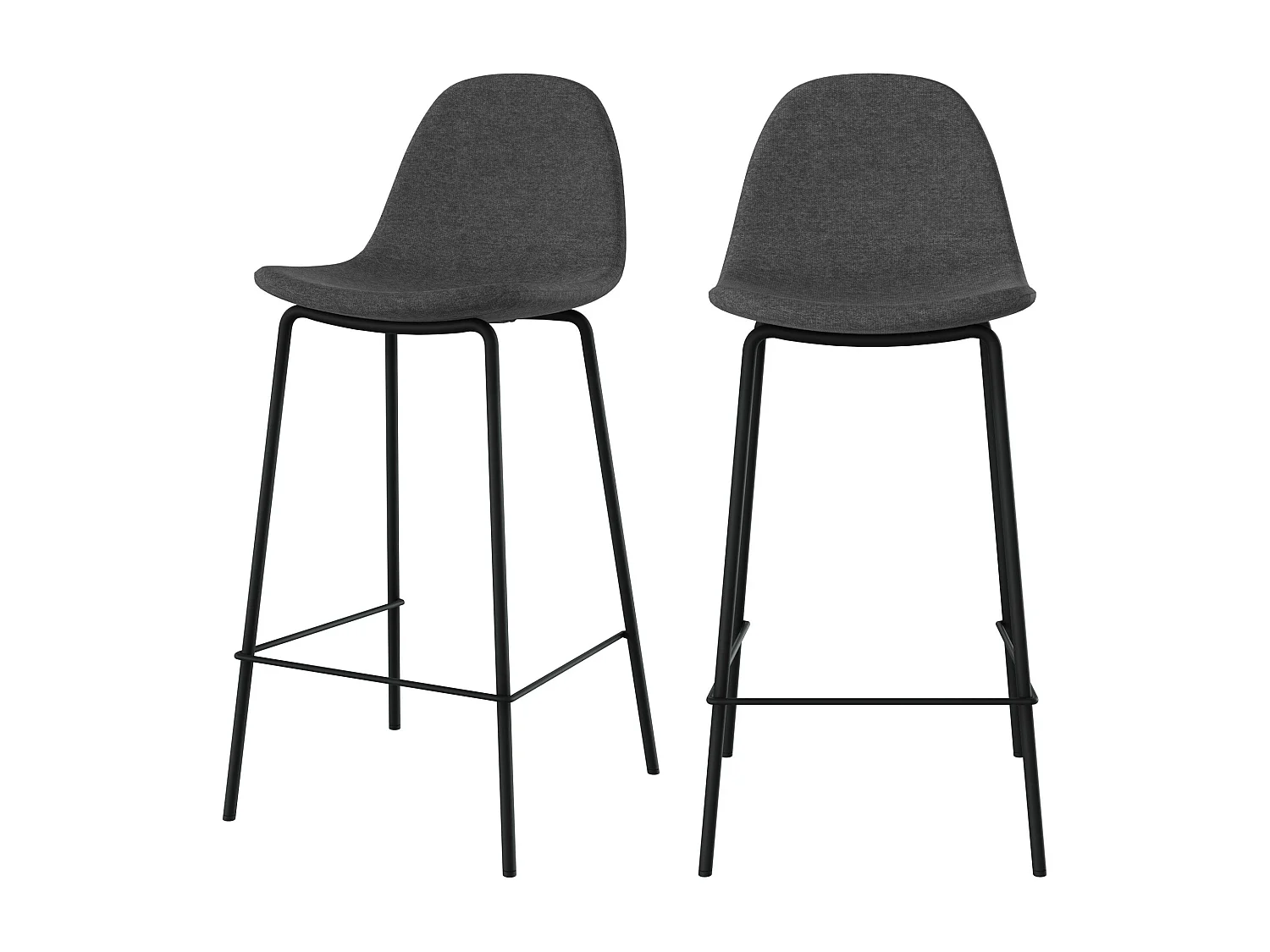 Lot de 2 chaises pour îlot central en tissu gris foncé 65,5 cm - Henrik